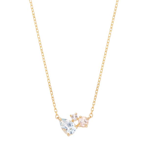 ジュエリーツツミ K10イエローゴールドアクアマリンネックレス ジュエリーツツミ K10イエローゴールドアクアマリンネックレス
