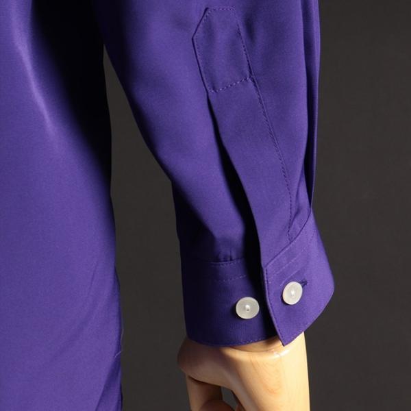 カラーシャツ パープル 紫色 メンズ 男性 リボン付 ステージ衣装 