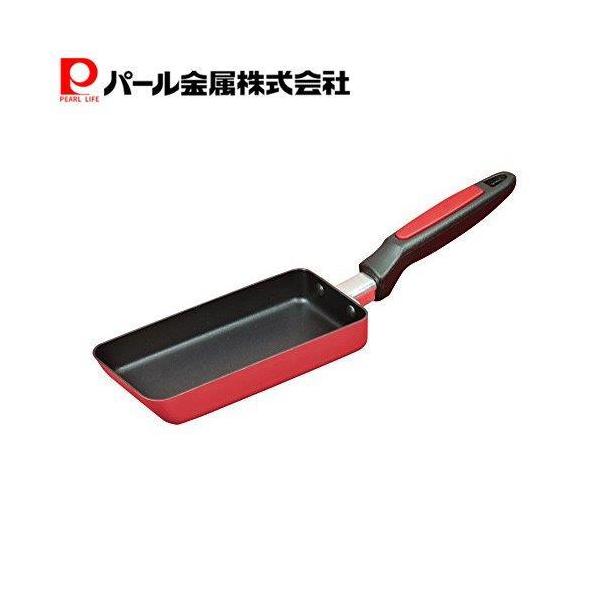 パール金属 ミニ 卵焼き 玉子焼き たまご焼き フライパン 8×18cm スリム ガス火専用 玉子焼き器 エッグパン フッ素加工 コンパクト レッド 赤 お弁当用 HB-2173