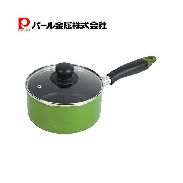 他サイト： ワコートレーディング 片手鍋 16cm ガラス蓋付 ふっ素加工 IH対応 グリーン ニューフォア HB-8596の商品画像