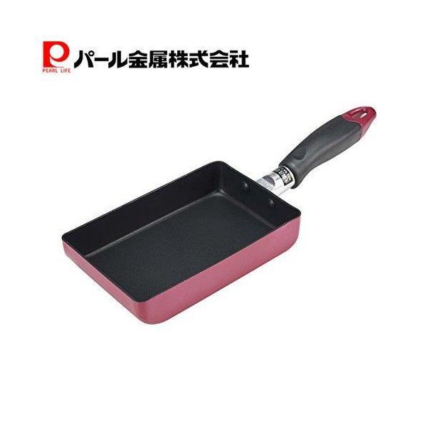 パール金属 ミニ 卵焼き フライパン レッド ガス火専用 玉子焼き器 フッ素加工 クレア H-9585