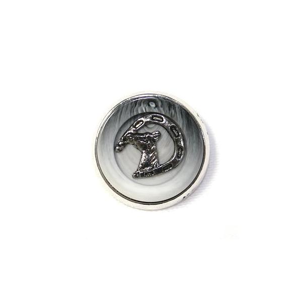 【処分品】【イタリア製ビンテージボタン】メタルボタン馬color.2・15mm 紳士服スーツジャケットの袖口・袖ボタンに