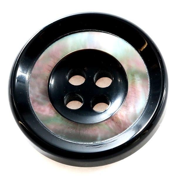 バーラ COLOR．09ブラック系  15mm 1個から販売 ポリエステルと貝ボタンの組合わせ 紳士服スーツジャケットの袖口ボタン・袖ボタン シェルボタン