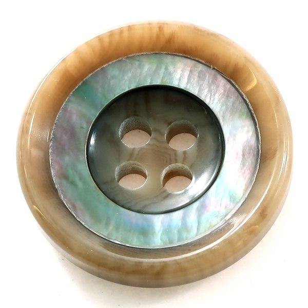 バーラ COLOR．41ライトブラウン系  15mm 1個から販売 ポリエステルと貝ボタンの組合わせ 紳士服スーツジャケットの袖口ボタン・袖ボタン シェルボタン