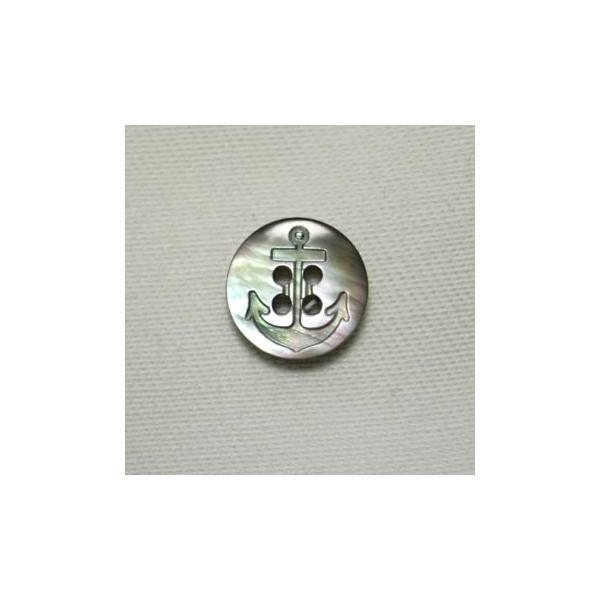 イカリ柄黒蝶貝ボタン 11.5mm シェルボタン
