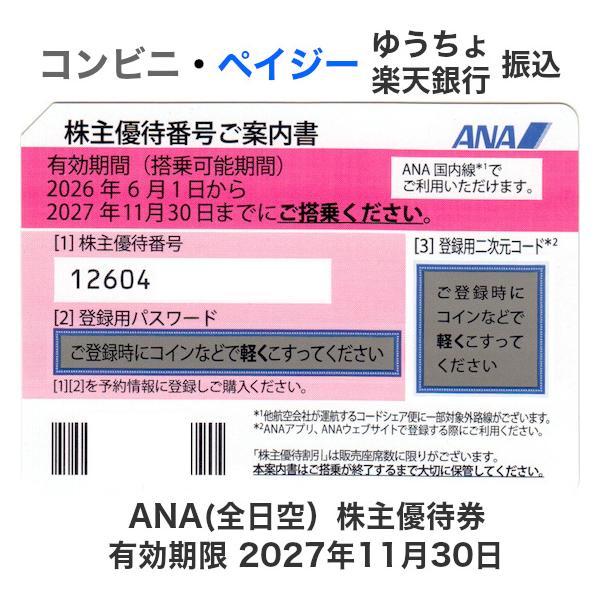 ANA（全日空）株主優待券 10枚セット　有効期限2027年11月30日（郵送のみ）