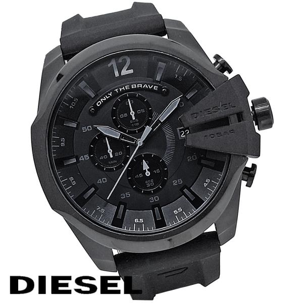 DIESEL ブラックステンレス時計 デニムバンド付き DIESEL ディーゼル 時計 メンズ 腕時計 ブラック文字盤 ブラック