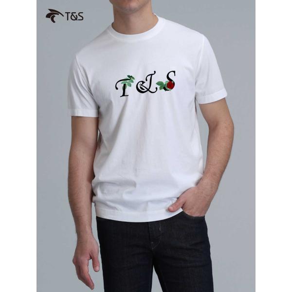 T＆S ロゴ　半袖Tシャツ　100％綿　黒白　男女兼用　おしゃれ ペアルック　お揃い　チームユニフォーム　オーダーＴシャツ　C00011