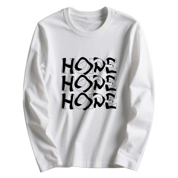 ホープメッセージ プリント長袖Tシャツ コットン100% ユニセックス ホワイト L00011