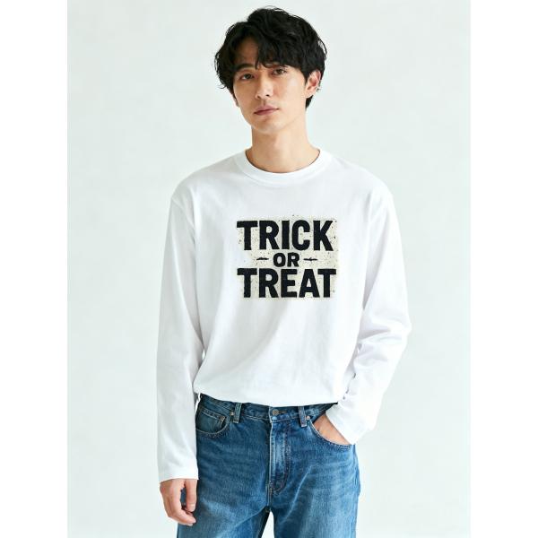 ハロウィン トリックオアトリート 長袖Tシャツ コットン100％ L00037