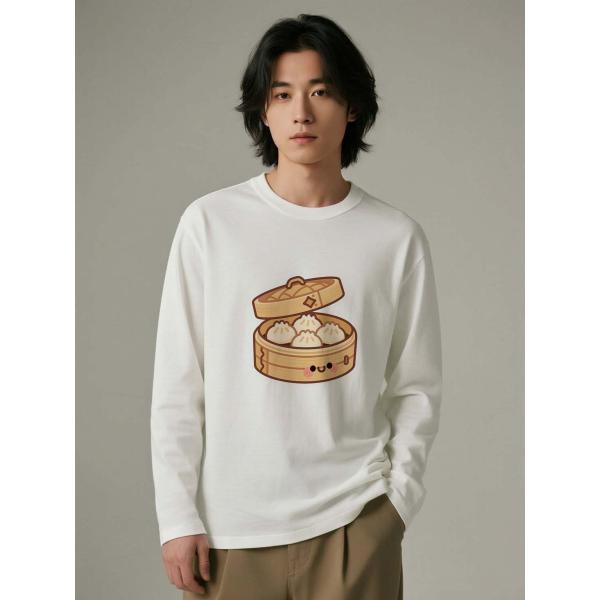 かわいい点心デザイン コットン長袖Tシャツ ユニセックス L00059