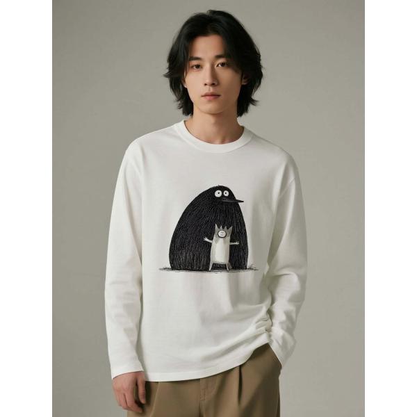 ユニセックス カートゥーン プリント 長袖Tシャツ コットン100% カジュアル カットソーL00060