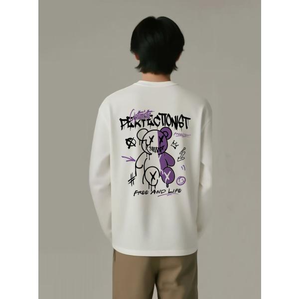 長袖Tシャツ コットン100% ストリートアート グラフィティ 背中プリント ユニセックス パーフェクショニスト デザイン L00129