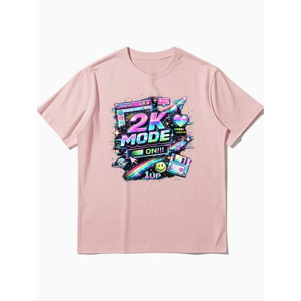 プリント Tシャツ レトロゲーム テーマ 半袖 クルーネック カジュアル トップス ZP00001