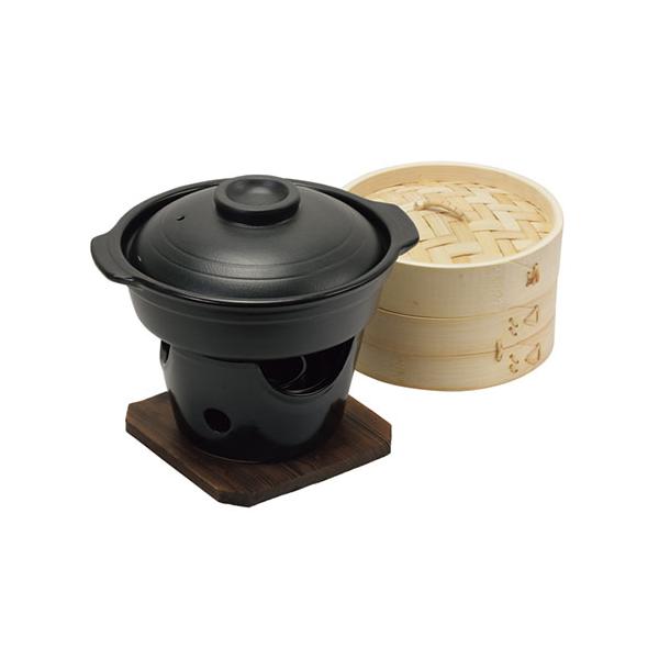 他サイト： パール金属 和ごころ懐石 せいろ付陶器製鍋コンロ付セット HB-5412の商品画像