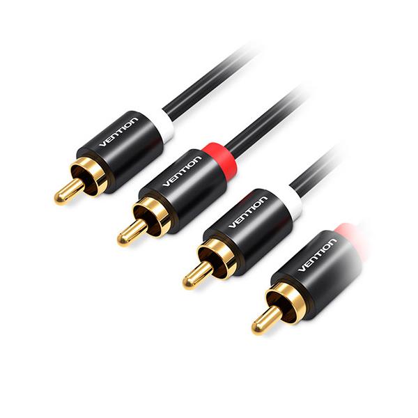 VENTION 2RCA Male to Male オーディオケーブル メタルタイプ 1m ブラック VA-6340