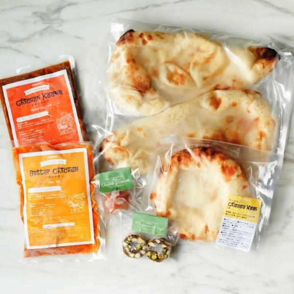 お中元 【食べ比べセット】お好きなカレー2種＆ナン1袋＆チーズナン１袋＆インド菓子2種 インド料理ムンバイ 本格 手作り グルテンフリー 保存料・着色料不使用