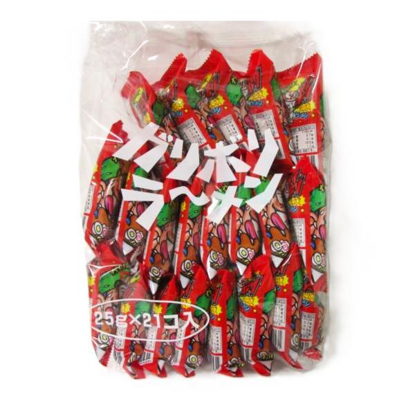 【箱売駄菓子】ガリボリラーメン　ピリカラニンニク味（21個入り　単価30円以下）
