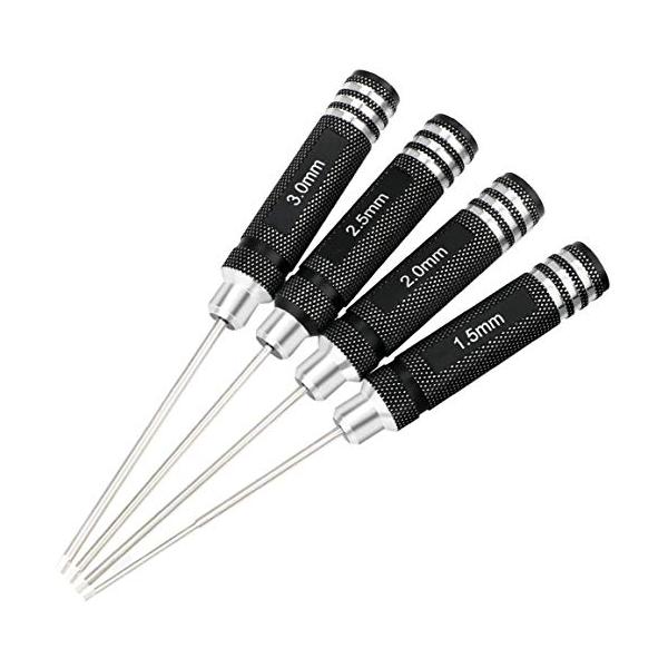 六角レンチドライバー 窒化チタン 精密ドライバーセット ドローン用 4pcs セット（1.5mm 2.0mm 2.5mm 3.0mm）