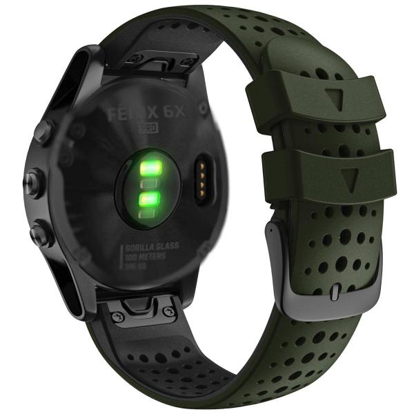 [Ahayo] QuickFit 26mm 替えバンド for GARMIN(ガーミン) Fenix 6X バンド 留め金具の多空気穴通気性 シリコン