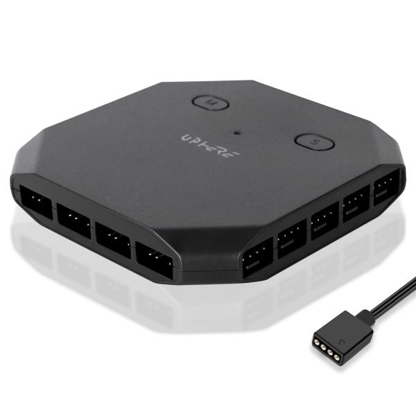 Novonest ファンハブ 12V RGB変換5V ARGB転送ハブ 5V 3PIN ARGB ファン用 PWM 4PIN PCケースファン用 [マ