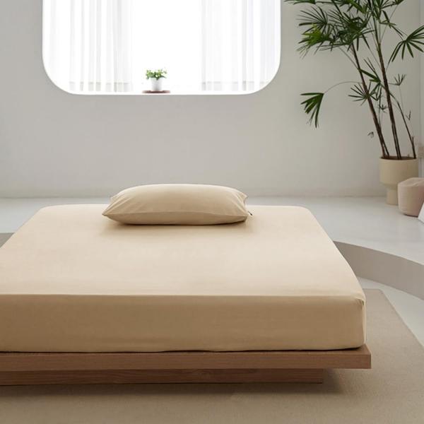 ボックスシーツ ワイドキング 200x200x30cm キャメル シーツ 単品売り 洗える 吸水速乾 厚さ5-27cmのマットレスに適しています