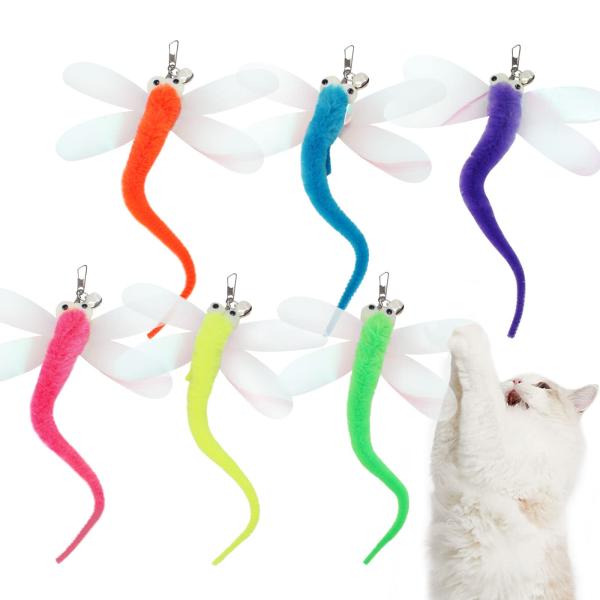 SONGWAY ねこおもちゃ トンボ 猫じゃらし ねこじゃらし飛ぶ蜻蛉 猫 おもちゃ 6点飛ぶトンボ 交換用