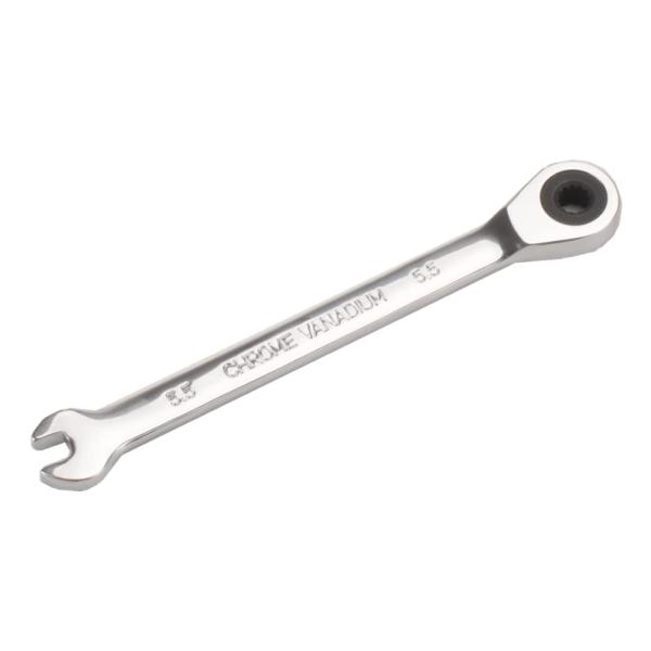ラチェットレンチ コンビネーションレンチ スパナ整備工具 5.5mm 作業 常備 車 バイク 各種メンテナンス対応 家具組み立て 鏡面仕上げ (5.5