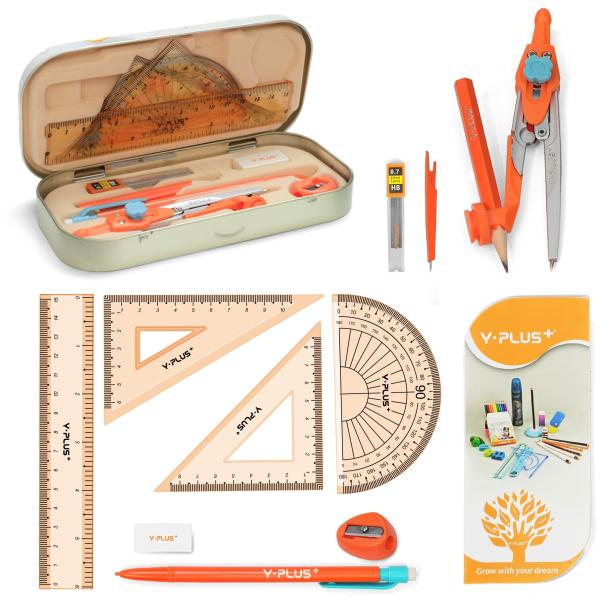 学生用定規セット 定規付き数学分度器コンパス クラスの備品および学校用の三角定規セット 12点