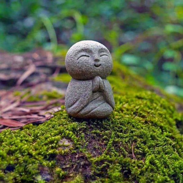 RemeeHi お地蔵さんセット癒し可愛い小型置物祈りお地蔵様おじぞうさま守り神みかげ石 幸せ願い縁の良いおきもお かわいい御影石 神仏像 (笑顔)