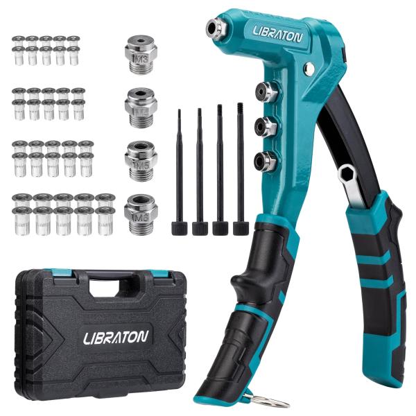 LIBRATON ハンドナッターセット M3 M4 M5 M6 ブラインドナット40個付き 収納ケース付き