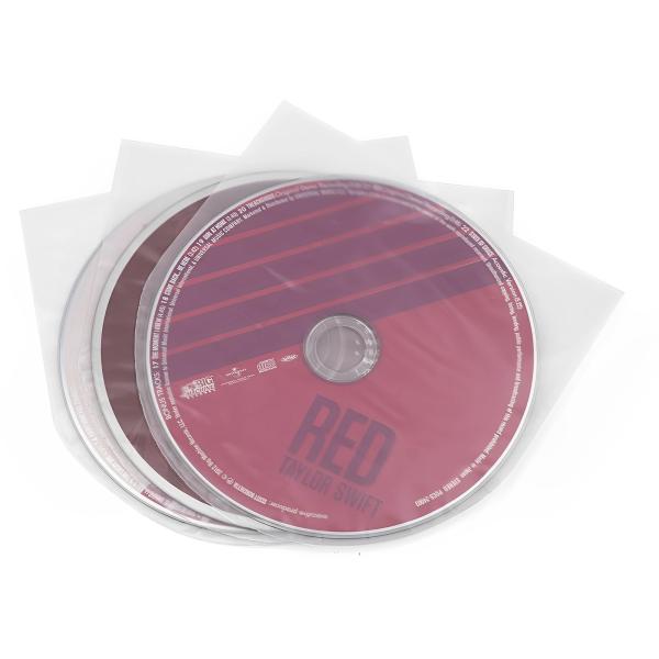 100枚CD/DVD 紙ジャケット用 収納袋ケース内袋（白色ビニール）丸型保護袋MayRecords CDスリーブ 厚口0.08mm 静電防止素材 (