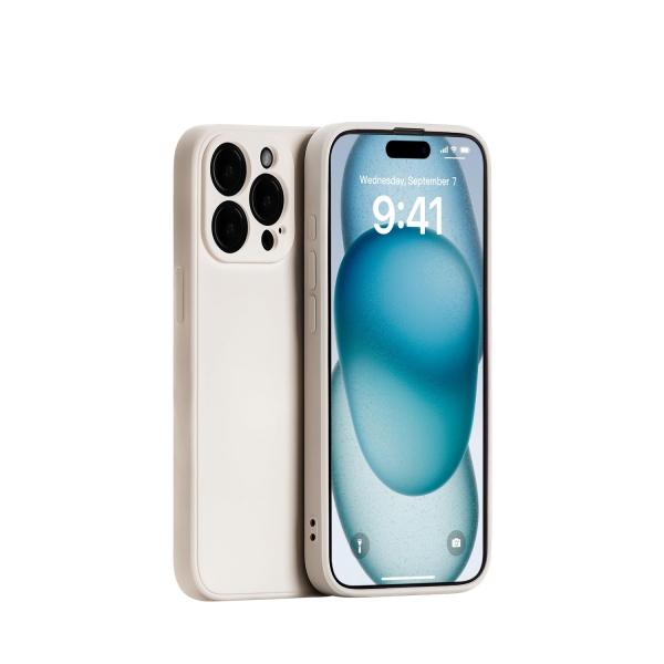 Panda Baby iPhone 15 Pro Max シリコンケース レンズ全面保護 (ベージュ)
