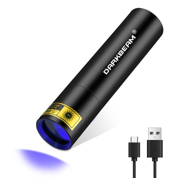 DARKBEAM UV懐中電灯 365nm ブラックライト ミニ & パワフルなウッドランプ USB -C LED 充電式 ブラックライト 懐中電灯