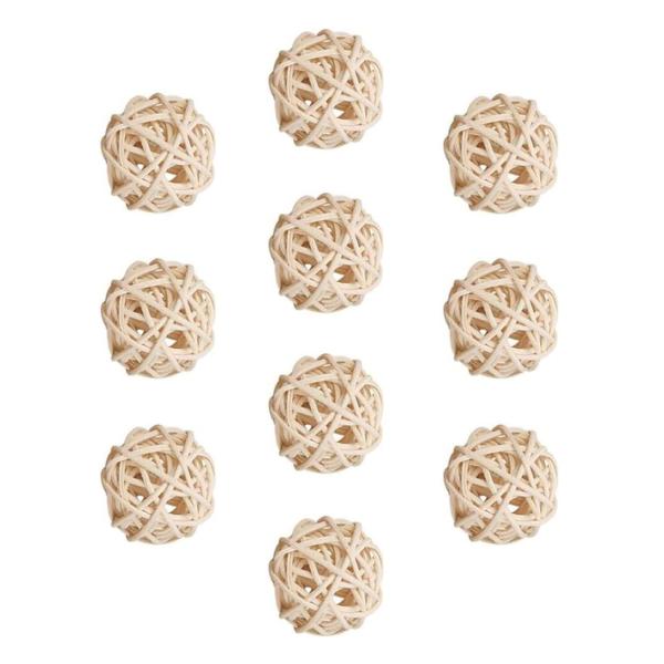 LeTradeJP 無着色3cmサイズ ナチュラルカラー ミニマンチボール10個入りペット用おもちゃ インコ オウム ハムスター うさぎ 猫などオウム