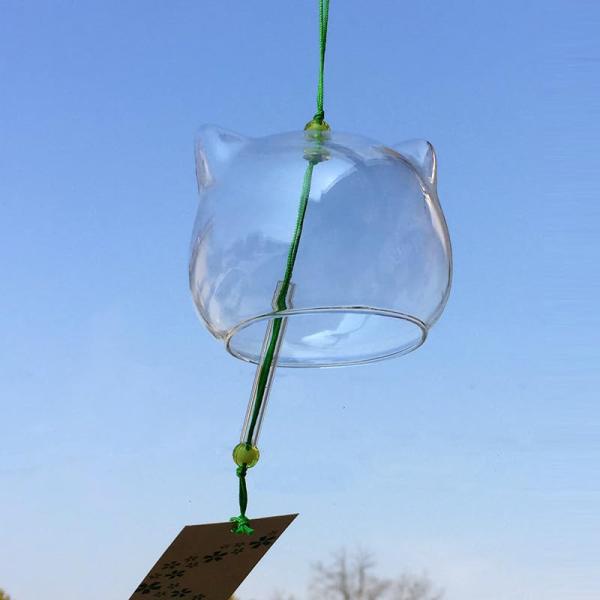 風鈴 ガラス風鈴 おしゃれ 和風デザイン 涼しい音色 ウィンドチャイム wind chime 金魚 クローバー アサガオ ネコ 短冊付き クリスマス