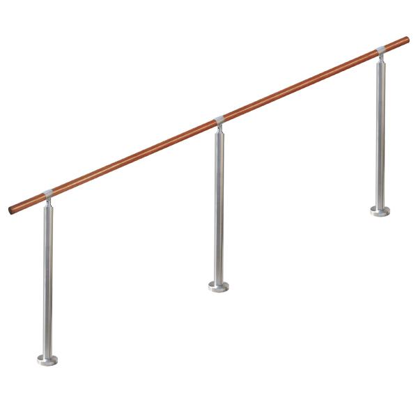 YHEYSMUX 240 cm 屋内 屋外 階段 手すり 茶色 無垢材の手摺り ブナ丸棒 304ステンレス鋼 DIY 玄関 廊下 庭 角度調整可能 簡