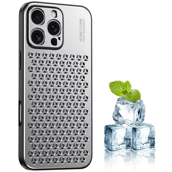 YUZOR iPhone 16 Pro 用 ケース アルミ合金 冷却 放熱 スマホケース 二層立体なハニカム構造 メッシュ 耐衝撃 米軍保護工学 アイ