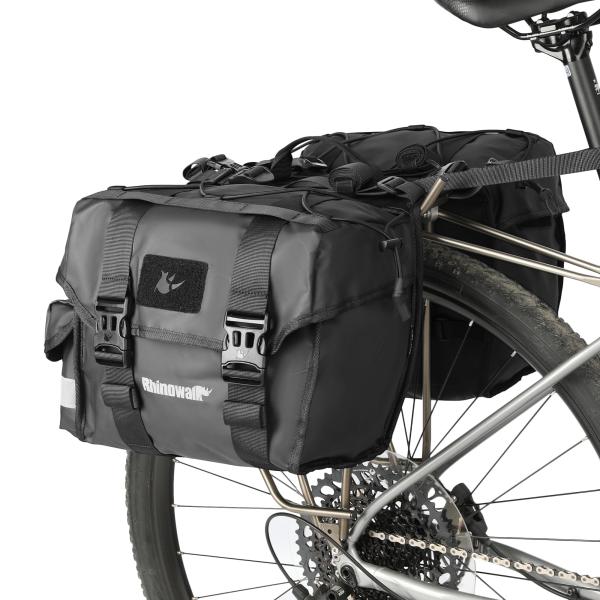 Rhinowalk 自転車パニエバッグ 22L ダブルパニエバッグ サドルバッグ リアラック自転車用 キャリーハンドル付き プロフェッショナルサイクリ