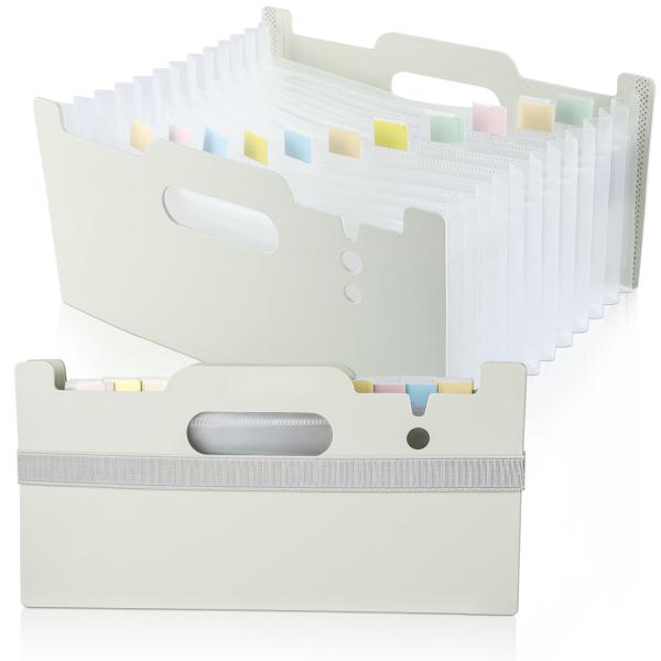 Tumosando ドキュメントファイル (A4 3つ折) 領収書ファイル 13ポケット ゴムバンド付き ヨコ ジャバラ 書類ケース 拡張式 レシート