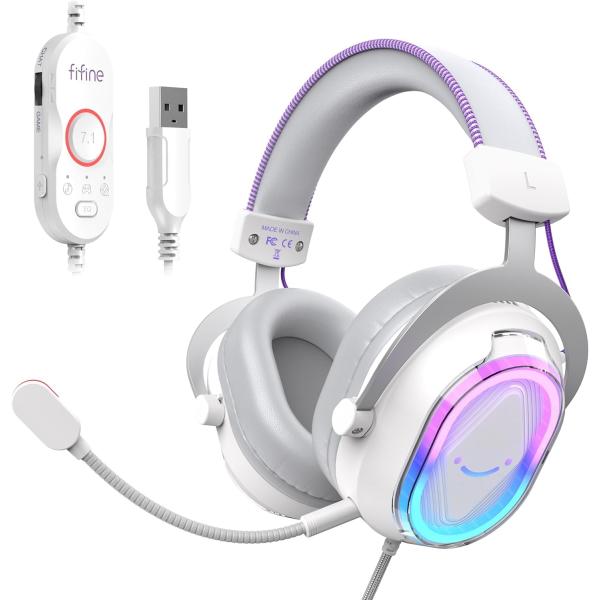 FIFINE ゲーミングヘッドセット USB 有線接続 Game/Chat音声バランス技術 7.1サラウンドサウンド PS5/PS4/PC/Mac対応