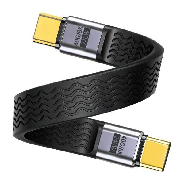 USB-C to USB-C短い タイプC ケーブル 短い ブラック 13cm 高速40Gbpsデータ転送 5A急速充電 240W PD急速充電 Th