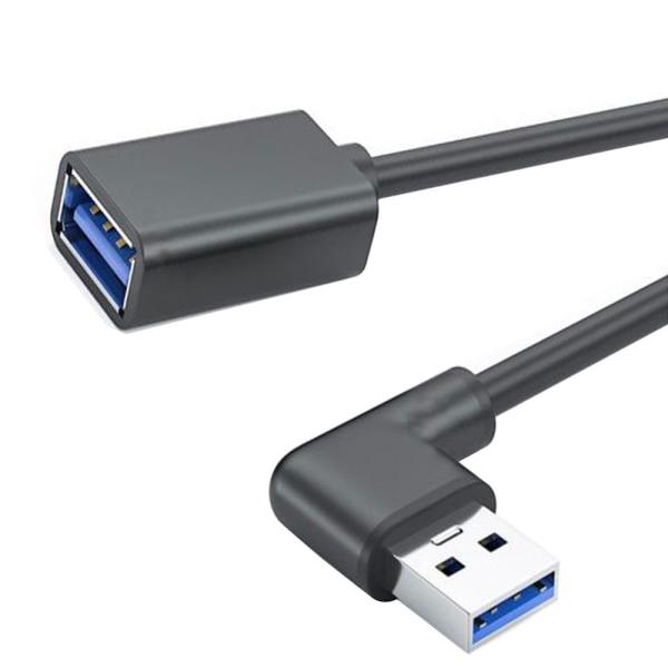 USB 3.0Lタイプ 方向変換ケ-プル上下90°Aオス タイプ Aメス超高速5Gbpsデ-タ伝送延長ケ-プル (1.0m左向)