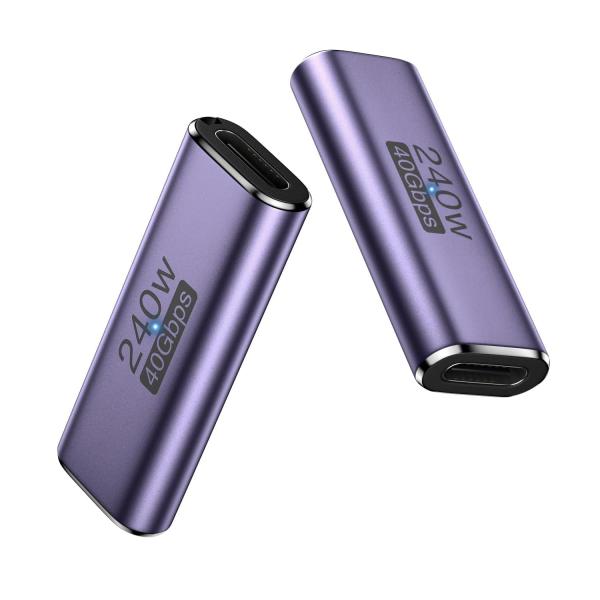 Type-C 中継用アダプター 2枚セット 延長アダプター Type-CメスからCメス USB4.0 240W急速充電 40Gbpsデータ転送 8K@