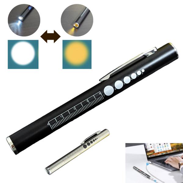 USB充電　白色黄色切り替え機能付き　医療用　LEDライト　ペンライト　看護師　医師　