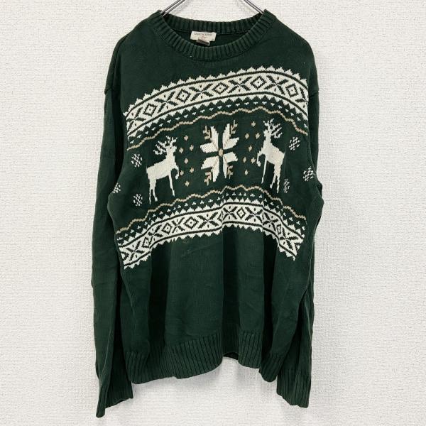 古着 used DOCKERS ドッカーズ コットンニットセーター 緑 グリーン L