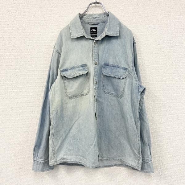 ZARA（ザラ） RELAXED FIT 長袖デニムシャツジャケット フェード 2つ