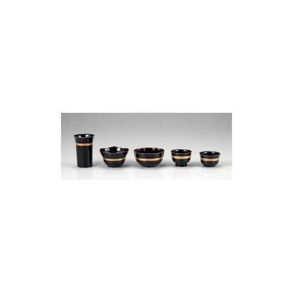 静凛 五具足 有田焼 黒 金ライン 32u200015v072