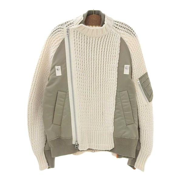 sacai（サカイ） ニット 切替 ブルゾン 23-03165M メンズ オフホワイト