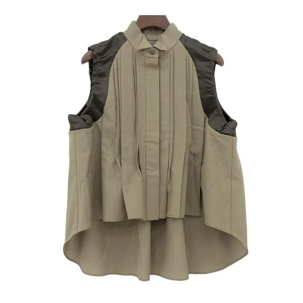 sacai - サカイ スーチング ノースリーブ ブラウス レディース カーキ Sacai 【中古】 【アパレル・小物】 sacai サカイ スーチング ノースリーブ ブラウス レディース